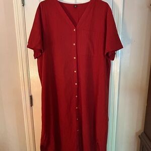 SHEIN Red Relaxed Button Down Shirt